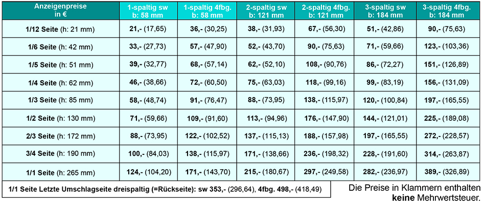 MKB Druck | Mitteilungsblatt - Preise